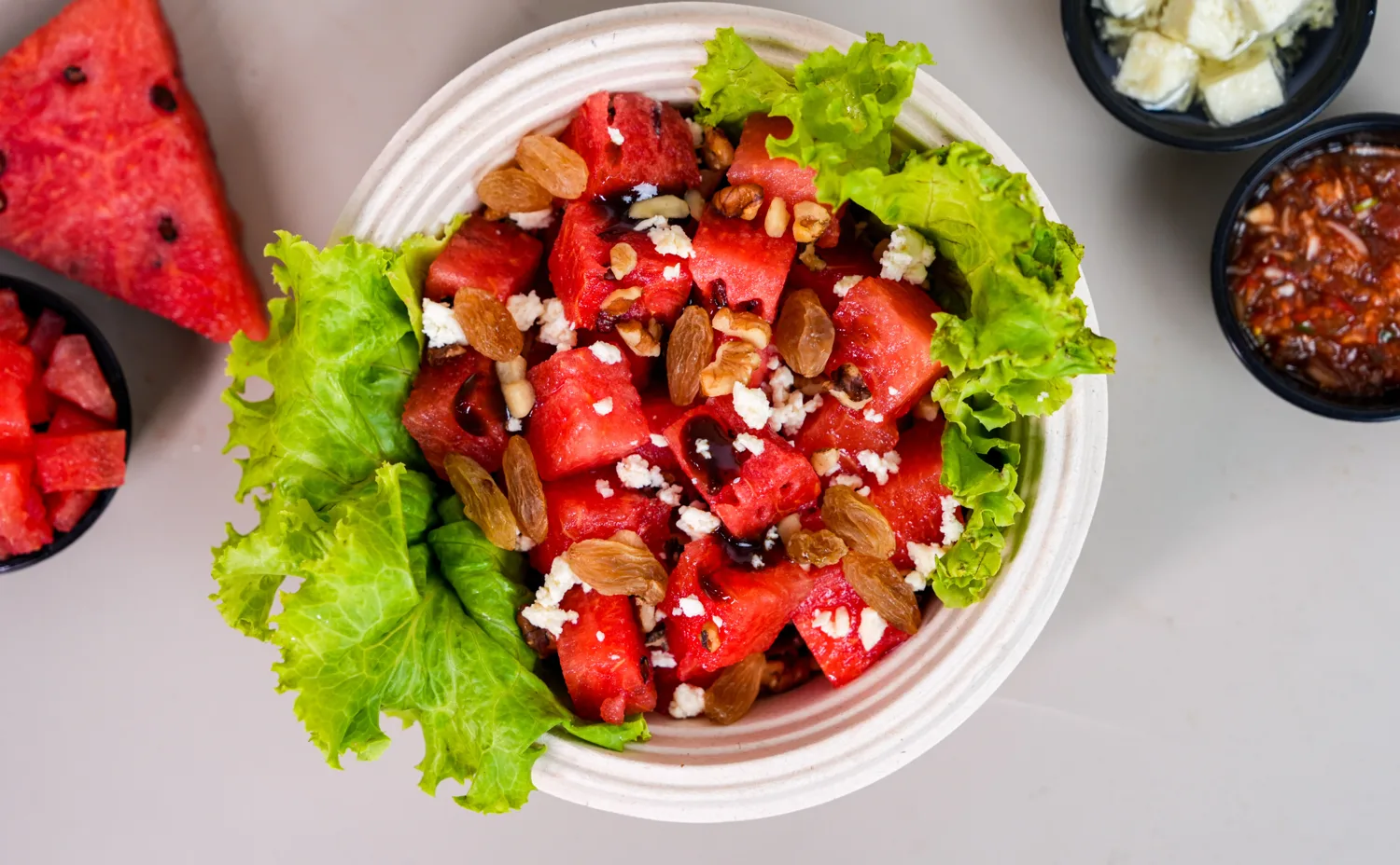Watermelon walnut feta salad